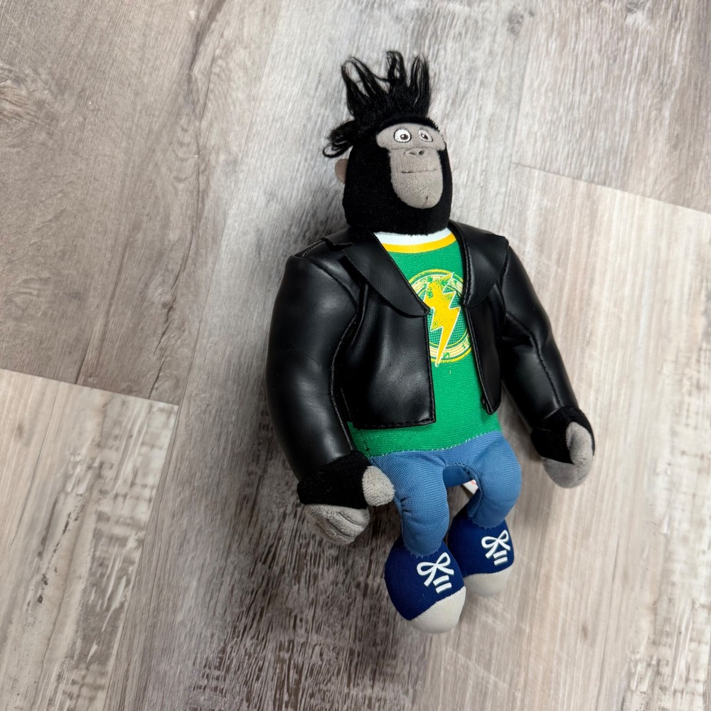 Sing Movie Johnny Gorilla Plush Black Leather Jacket 9 Inch Stuffed Animal